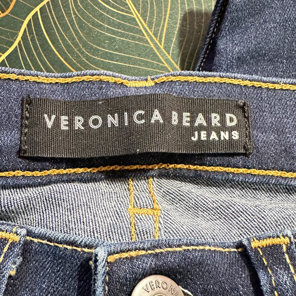 Veronica Beard Brooke Skinny Jean Mid Rise Midnight Fray Dark Blue Wash Women 28 - Picture 4 of 9